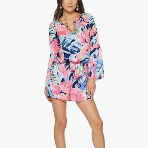 NWT size M Lilly Pulitzer Ariele romper in high tide navy Tropicolada